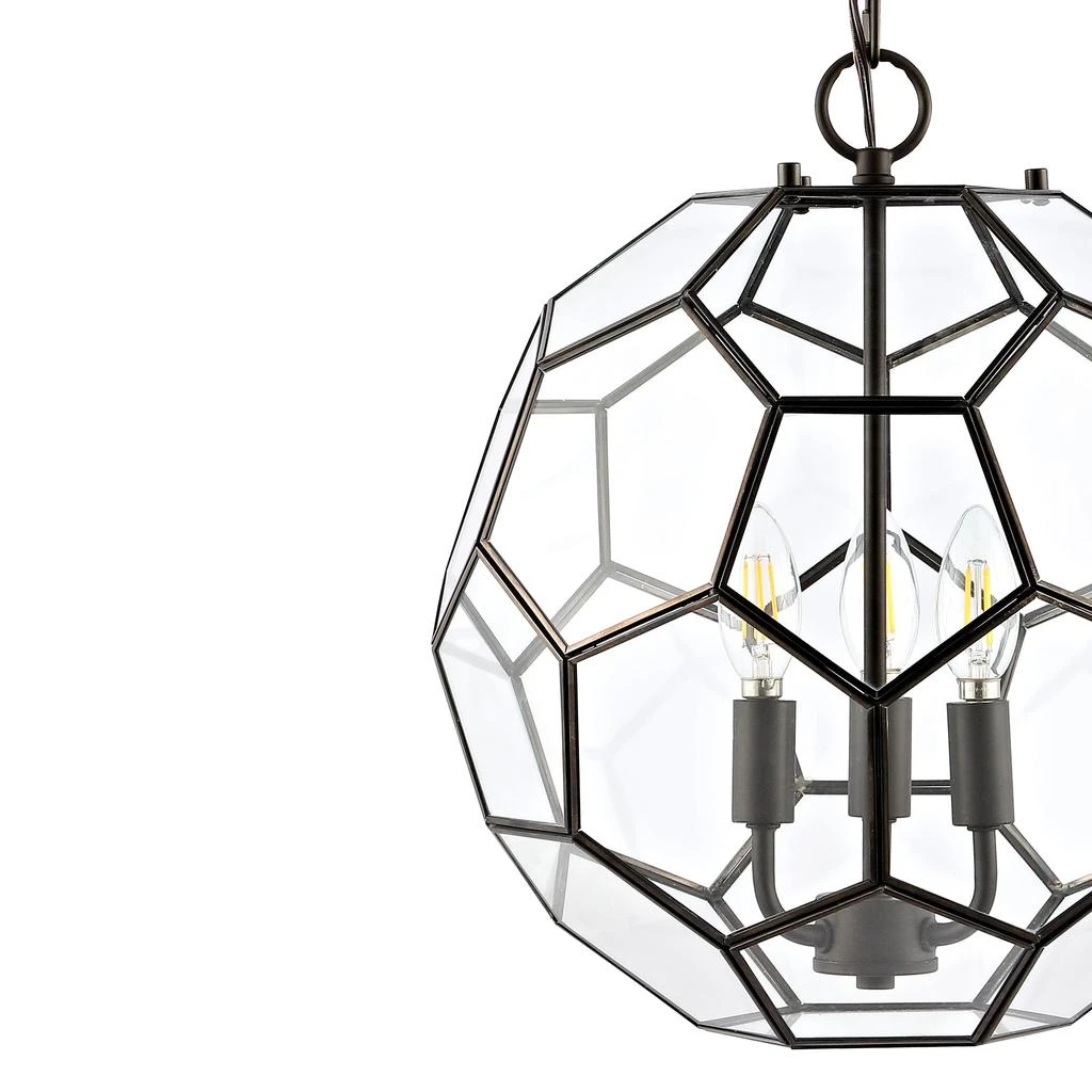 商品JONATHAN Y|Bee 13.5" 3-Light Modern Farmhouse Iron/Glass LED Pendant,价格¥1791,第4张图片详细描述