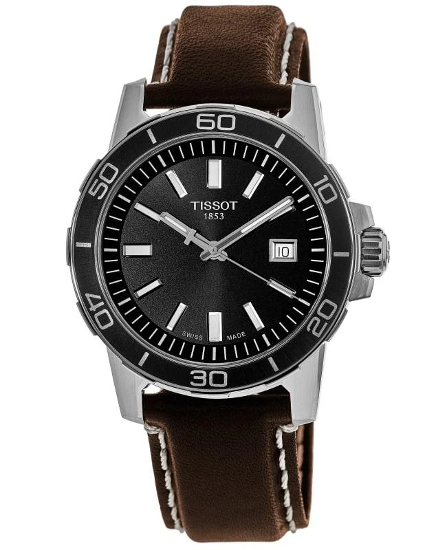 商品Tissot|Tissot Supersport Black Dial Leather Strap Men's Watch T125.610.16.051.00,价格¥2321,第1张图片