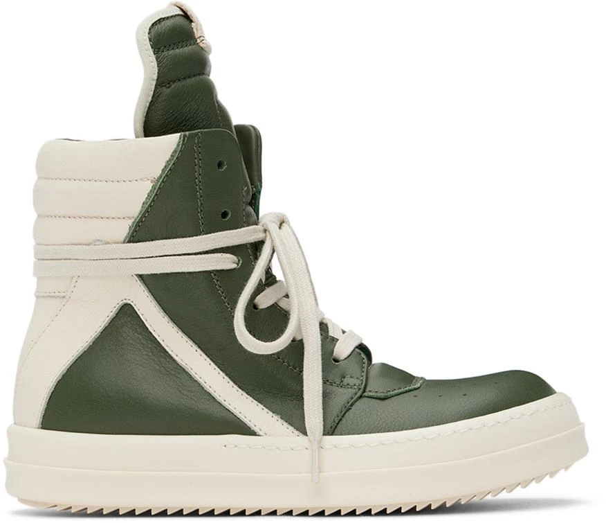 商品Rick Owens|Kids Green & Off-White Geobasket Sneakers,价格¥2583,第1张图片