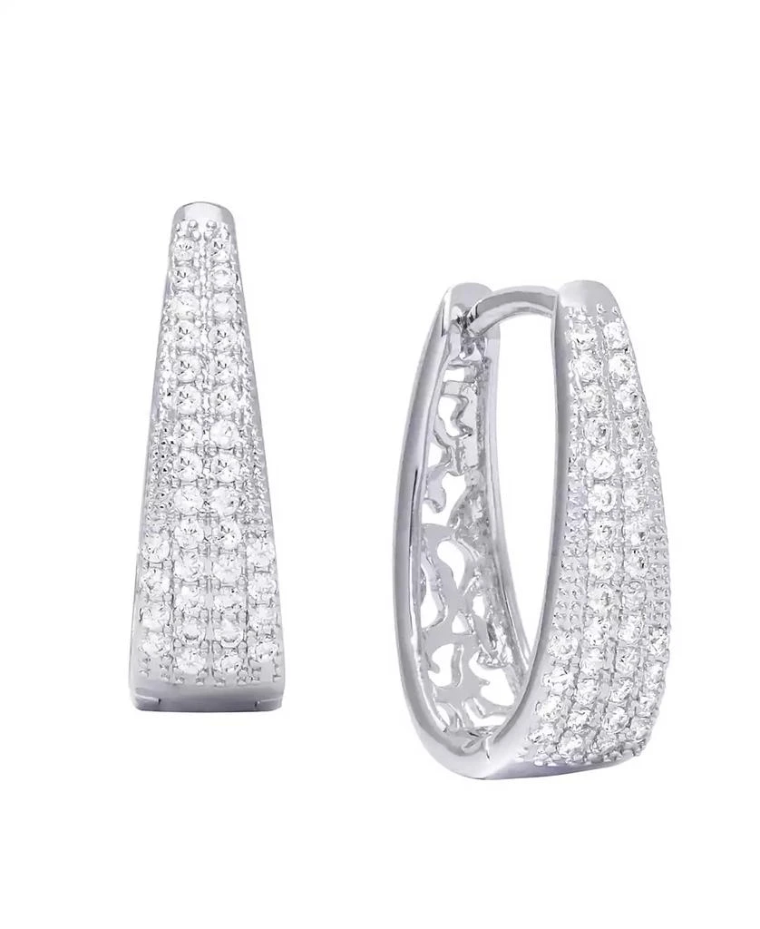 商品Macy's|Cubic Zirconia Pave Oval Hoop Earrings in Silver Plate,价格¥159,第1张图片