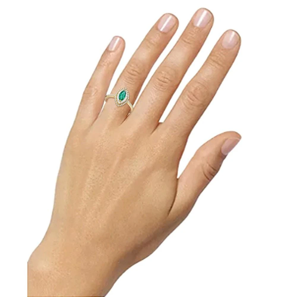 商品Macy's|Sapphire (3/4 ct. t.w.) & Diamond (1/3 ct. t.w.) Marquise Halo Ring in 14k Gold (Also in Emerald & Ruby),价格¥7553,第2张图片详细描述