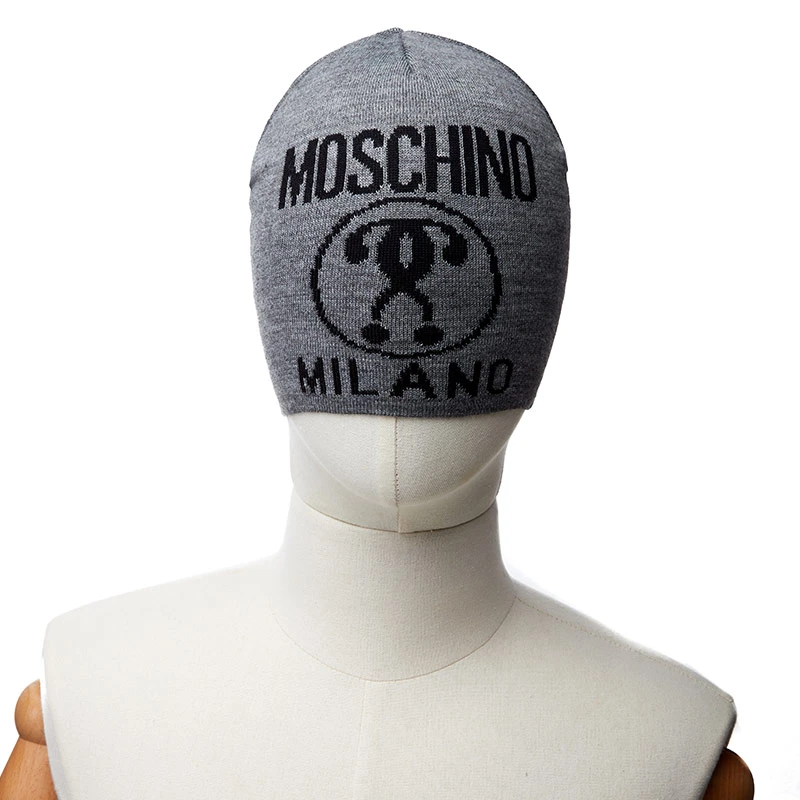 商品[国内直发] 【春节不打烊，国内现货速发】 Moschino|MOSCHINO帽子/莫斯奇诺秋冬男女同款藏青色羊毛 腈纶徽标针织帽60016M5146 013,价格¥289,第1张图片