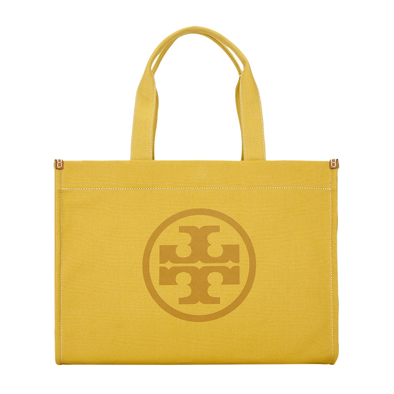 商品[国内直发] 【春节不打烊国内现货速发】 Tory Burch|汤丽柏琦TORY BURCH 女士ELLA姜黄色帆布中号手提托特包 148792-700,价格¥1572,第1张图片