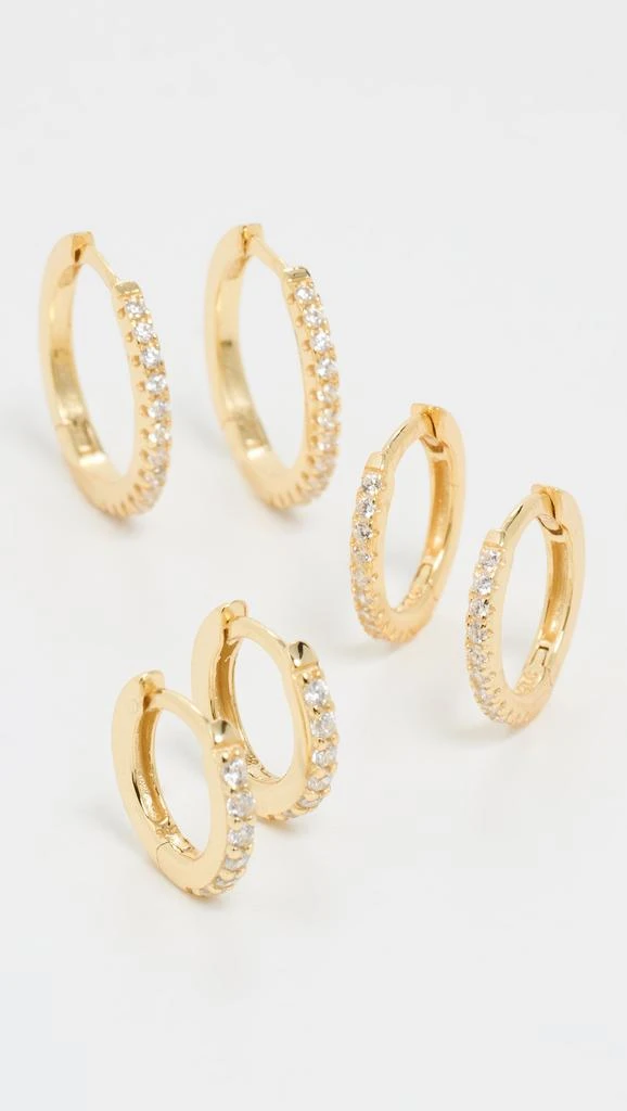 商品Shashi|SHASHI Triples Pave Hoop Earrings Set,价格¥666,第1张图片