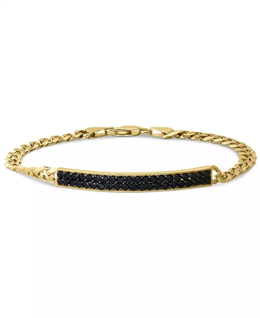商品Effy|EFFY® Men's Black Spinel Cluster Plate Link Bracelet (2-3/8 ct. t.w.) in 14k Gold-Plated Sterling Silver,价格¥2591,第1张图片