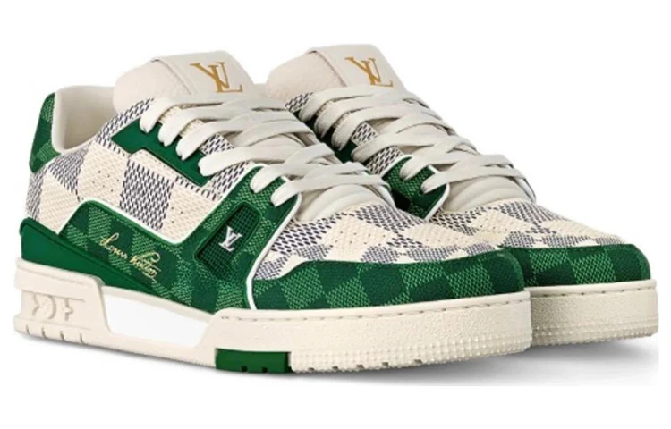 商品[国内直发] Louis Vuitton|Trainer LV 圆头系带 低帮 板鞋 男女同款 白绿色,价格¥12862,第3张图片详细描述