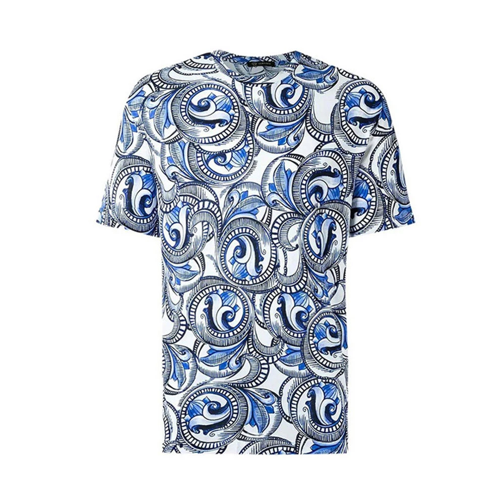 VERSACE 范思哲  男士蓝白色印花圆领短袖T恤  A76113-1173-A74P 商品