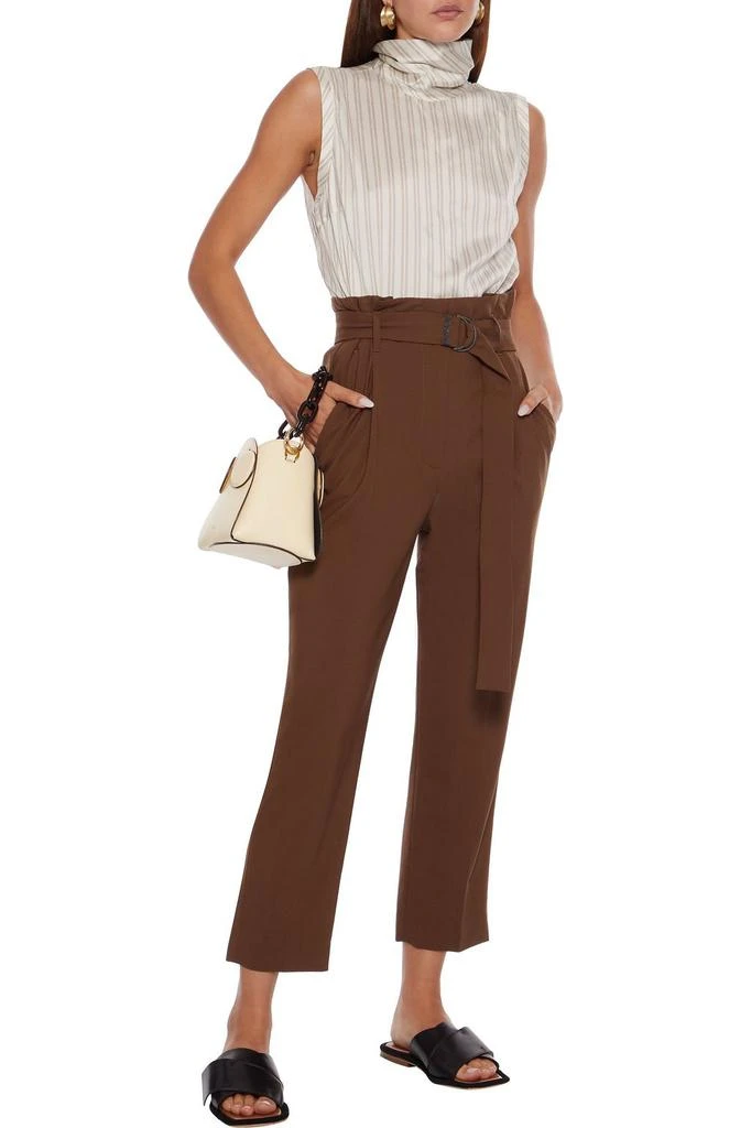 商品Brunello Cucinelli|Cropped belted wool-blend straight-leg pants,价格¥3844,第2张图片详细描述