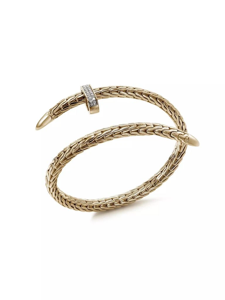 商品John Hardy|Spear 14K Gold & Diamond Pavé Flex Cuff Bracelet,价格¥57323,第3张图片详细描述