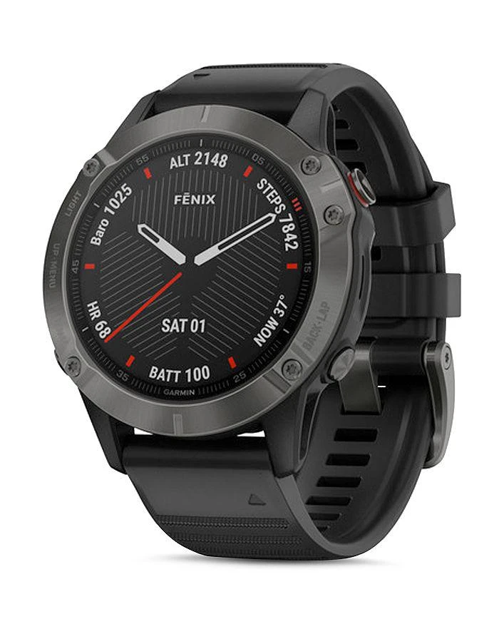 商品Garmin|Fenix 6 Silicone Strap Carbon Gray DLC Black Band Smartwatch, 47mm,价格¥5935,第1张图片