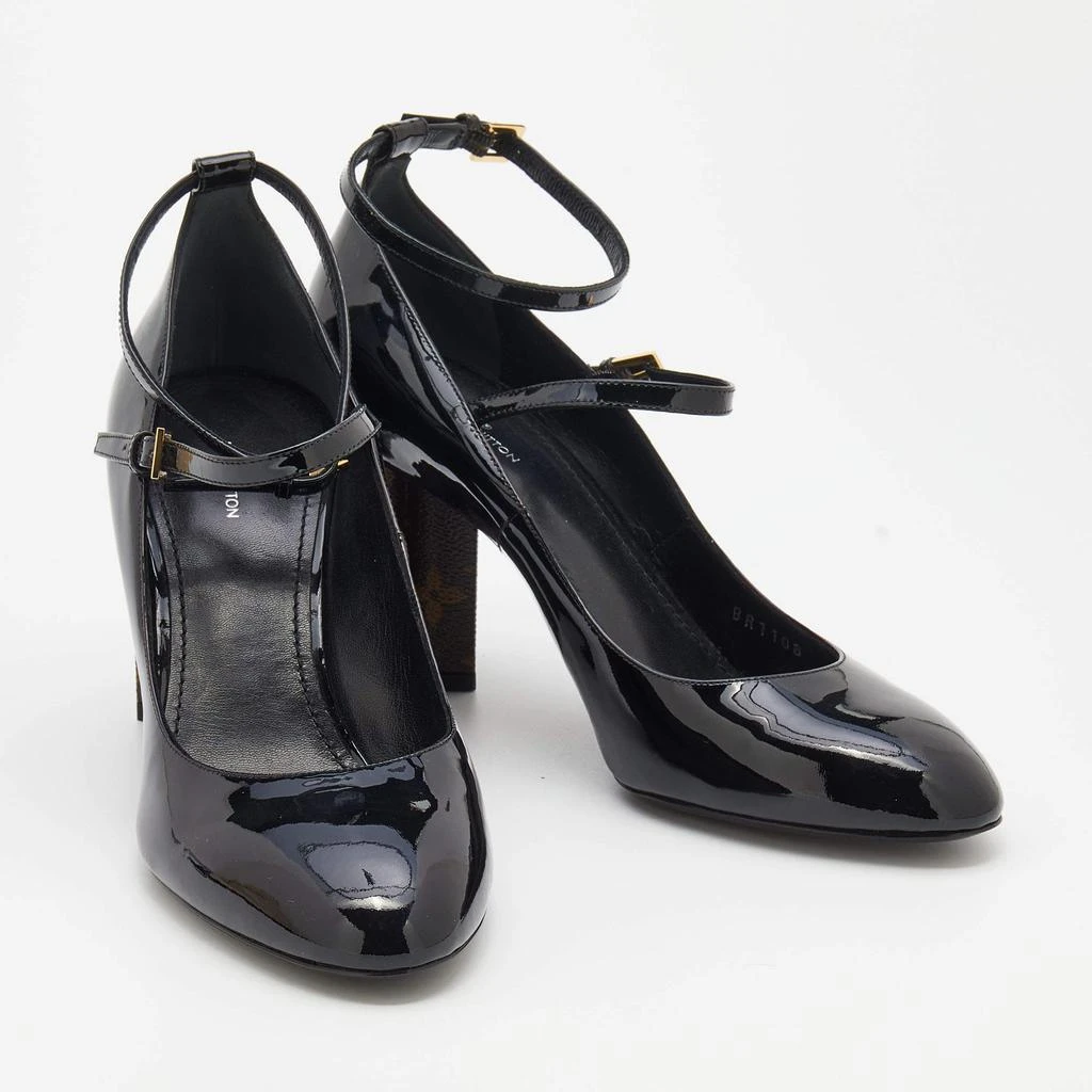 商品[二手商品] Louis Vuitton|Louis Vuitton Black Patent Leather Ankle Strap Block Heel Pumps Size 40,价格¥5817,第4张图片详细描述