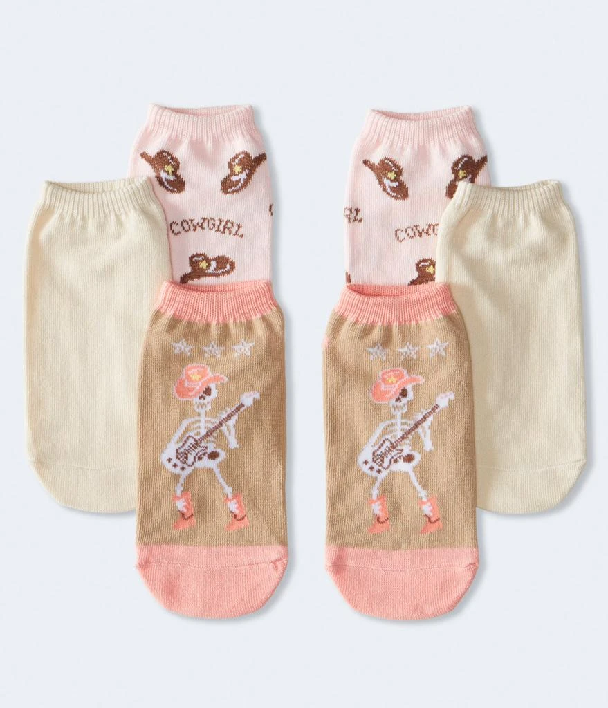 商品Aeropostale|Aeropostale Cowgirl Skeleton Ankle Sock 3-Pack,价格¥45,第1张图片