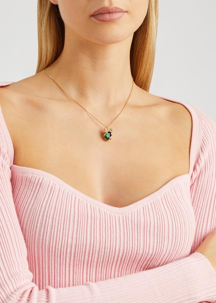 Bow crystal-embellished necklace商品第2张图片规格展示