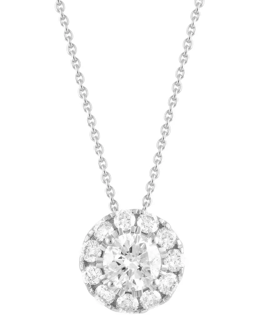 商品Macy's|Diamond Halo 18" Pendant Necklace (1/2 ct. t.w.) in 14k White Gold,价格¥15864,第1张图片