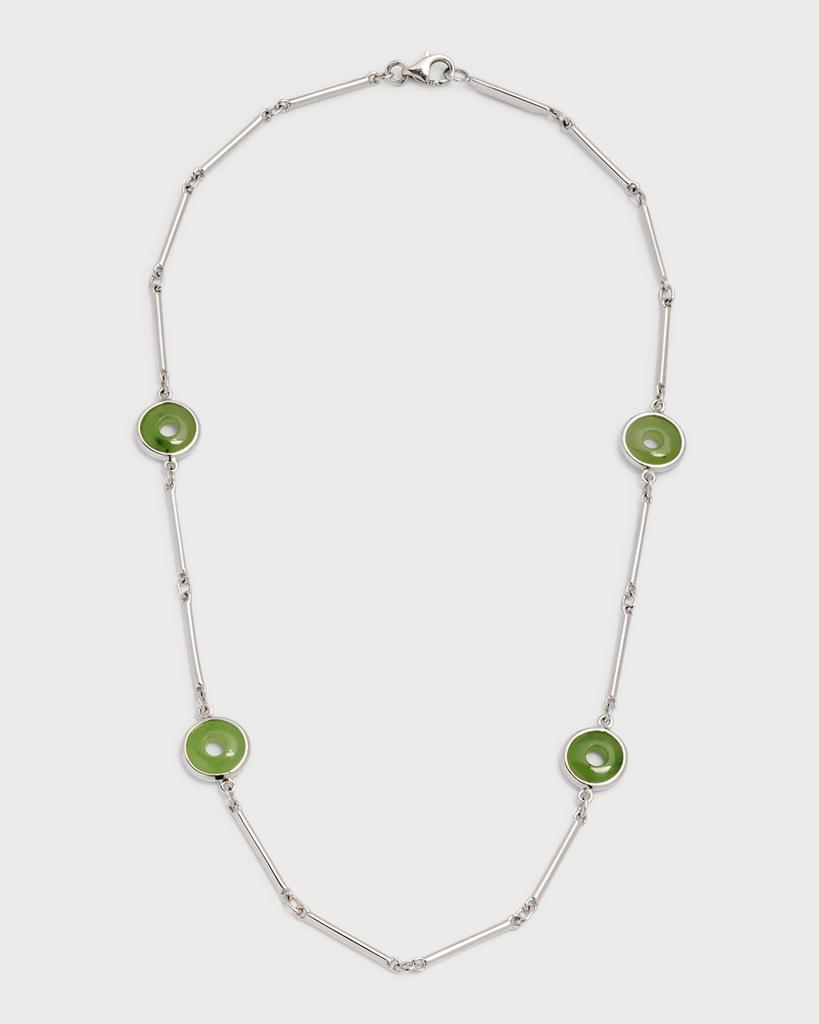 18K White Gold Necklace with Nephrite Jade Rounds商品第1张图片规格展示