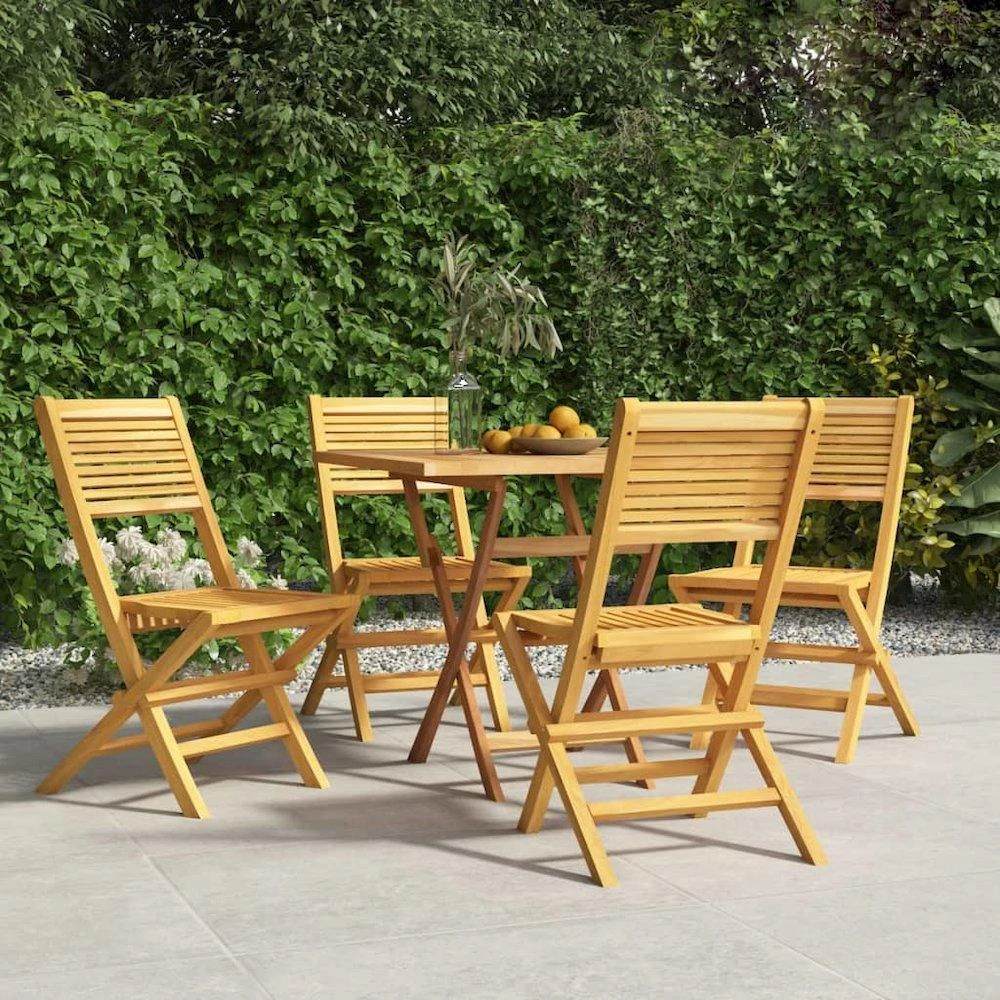 商品vidaXL|Folding Patio Chairs 4 pcs 18.5"x24.4"x35.4" Solid Wood Teak,价格¥2895,第1张图片