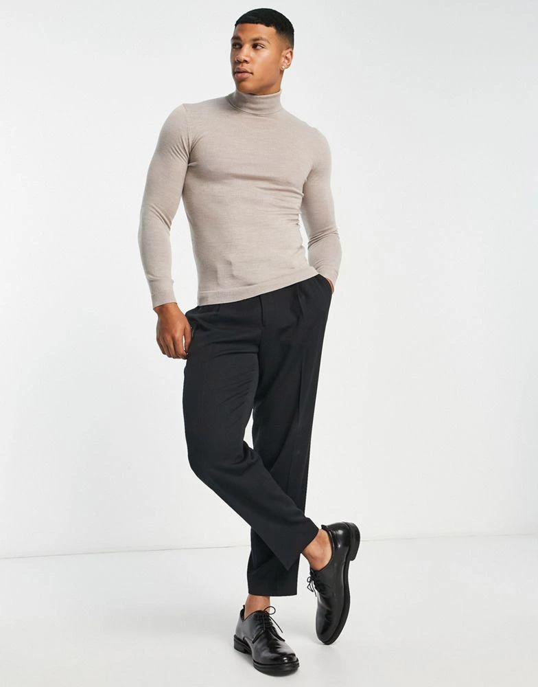 商品ASOS|ASOS DESIGN muscle fit premium merino wool jumper in dusty blue,价格¥264,第4张图片详细描述