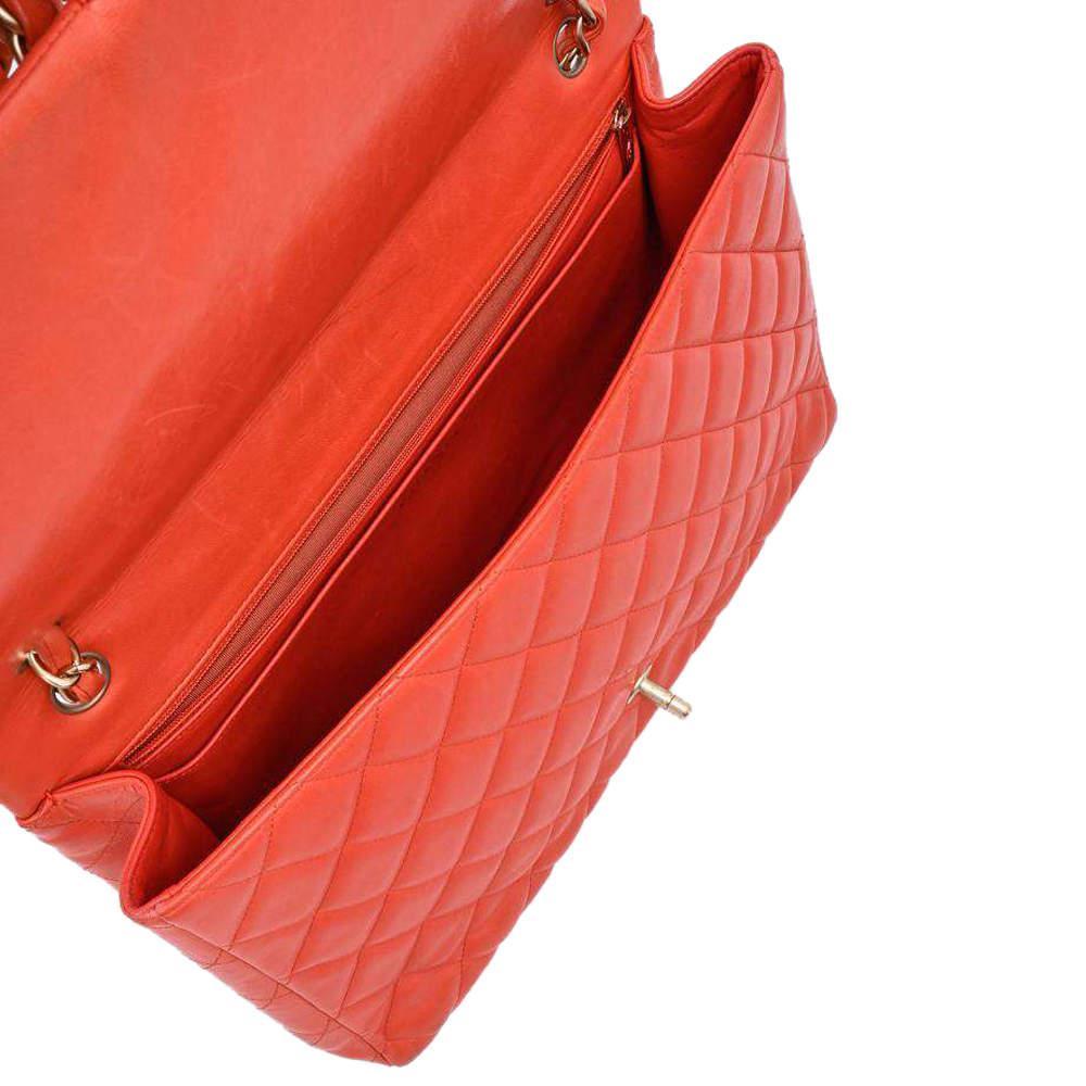 商品[二手商品] Chanel|Chanel Coral Quilted Leather Jumbo Classic Flap Bag,价格¥27414,第7张图片详细描述