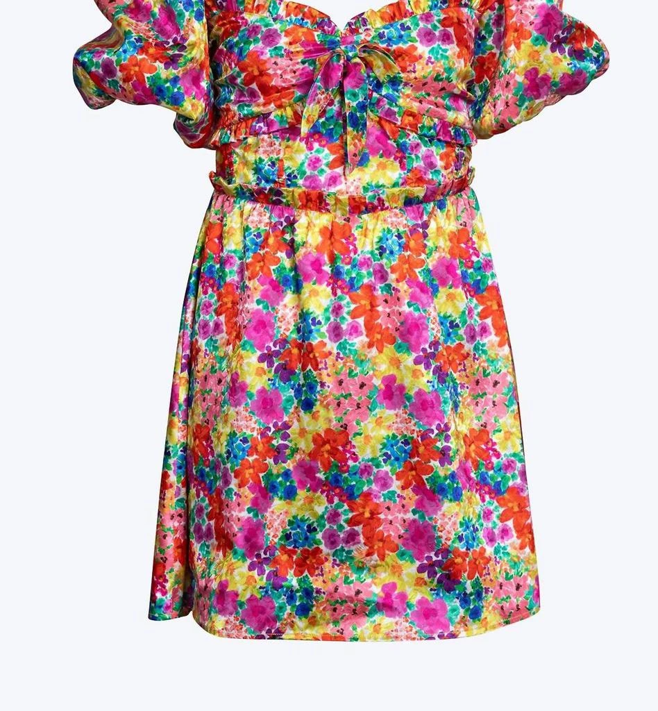 商品For Love & Lemons|Merrill Puff Sleeve Open-Back Satin Jacquard Mini Dress In Multi,价格¥1074,第1张图片