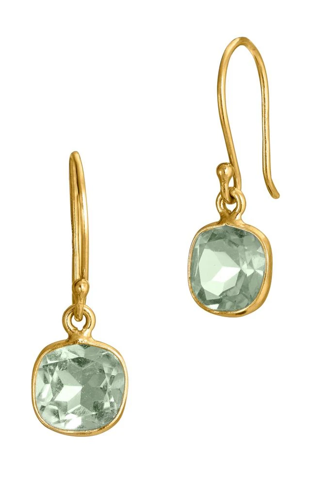 商品Savvy Cie Jewels|18k Gold Plated Green Amethyst 3.00 carat french wire earrings,价格¥181,第1张图片