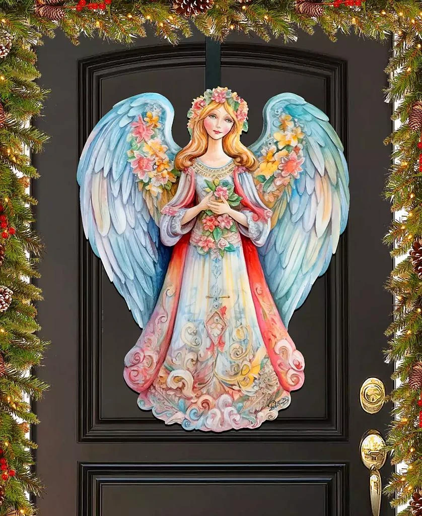 商品Designocracy|Floral Angel Christmas Wooden Door Decor Wall Decor G. DeBrekht,价格¥989,第1张图片