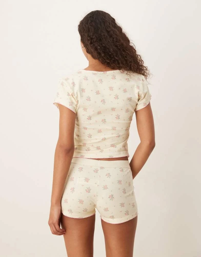 商品ASOS|ASOS DESIGN mix & match milkmaid pyjama top in pale yellow ditsy print,价格¥100,第2张图片详细描述