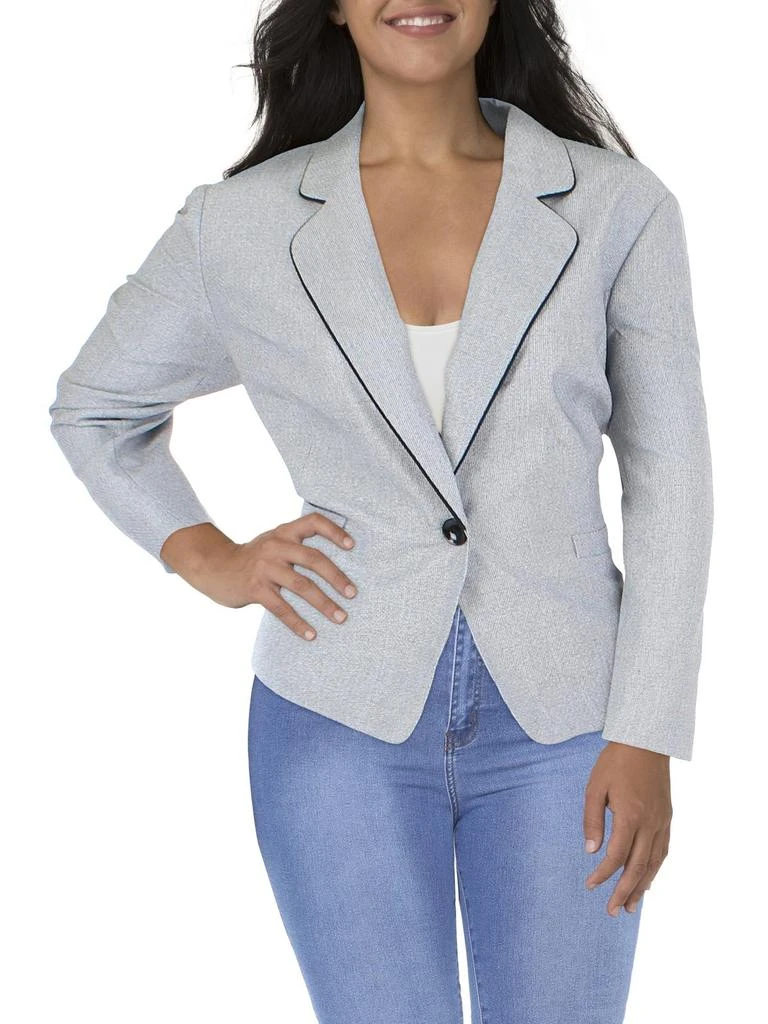 Le Suit Plus Womens Tweed Long Sleeves One-Button Blazer 1