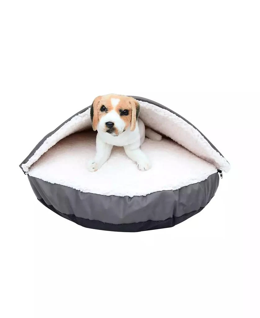 Happycare Textiles Durable Oxford to Sherpa Pet Cave and Round Pet Bed with Removable Top and Insert 商品