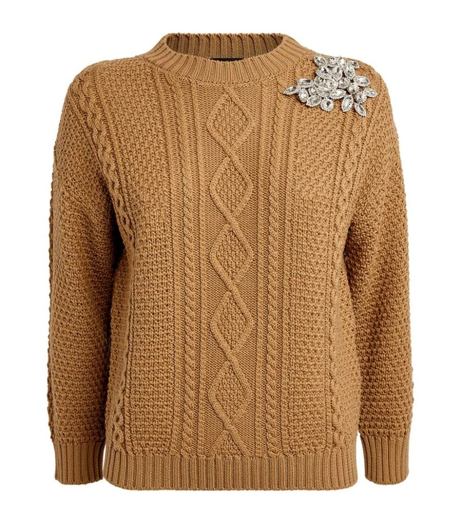 商品Weekend Max Mara|Embellished-Detail Cable Knit Sweater,价格¥2155,第1张图片