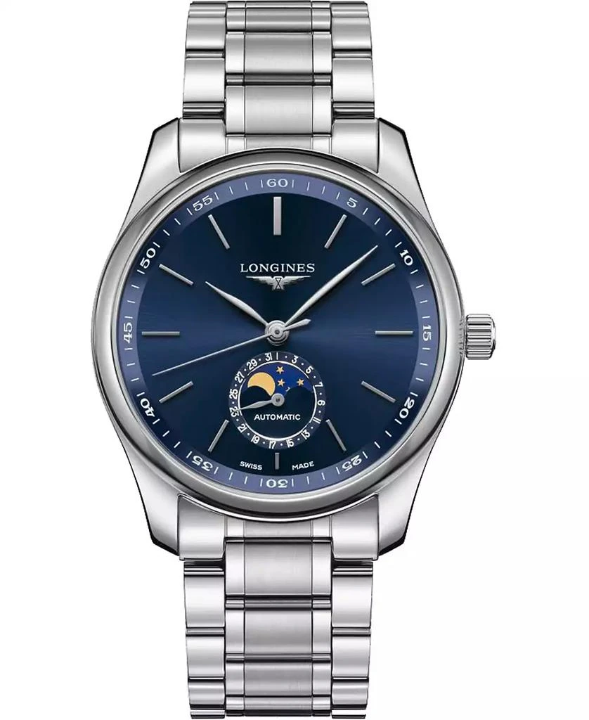 商品Longines|Men's Swiss Automatic Master Stainless Steel Bracelet Watch 40mm,价格¥19876,第1张图片