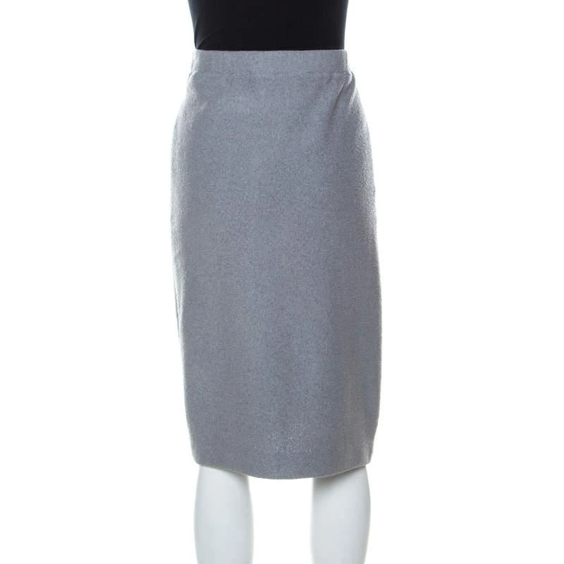 商品[二手商品] St. John|St. John Grey Knitted Elasticized Waistband Skirt XL,价格¥811,第3张图片详细描述