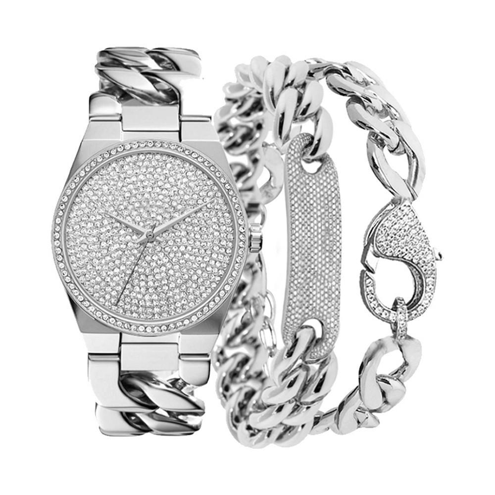 Women's Silver-Tone Metal Alloy Bracelet Watch 38mm Gift Set商品第1张图片规格展示