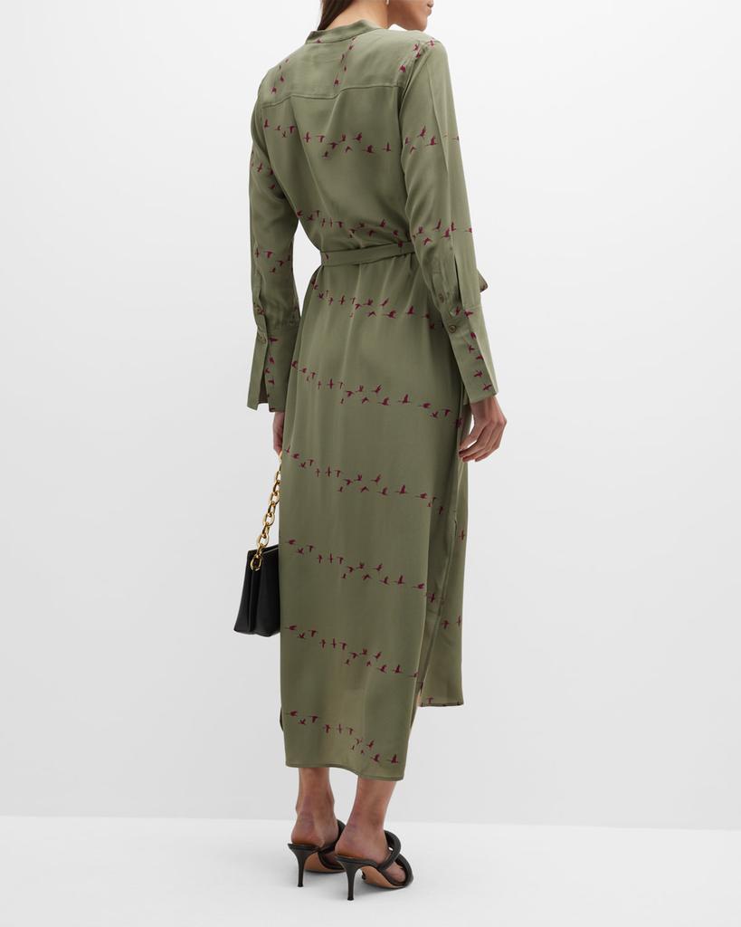 Connell Bird-Print Silk Tunic Dress商品第5张图片规格展示