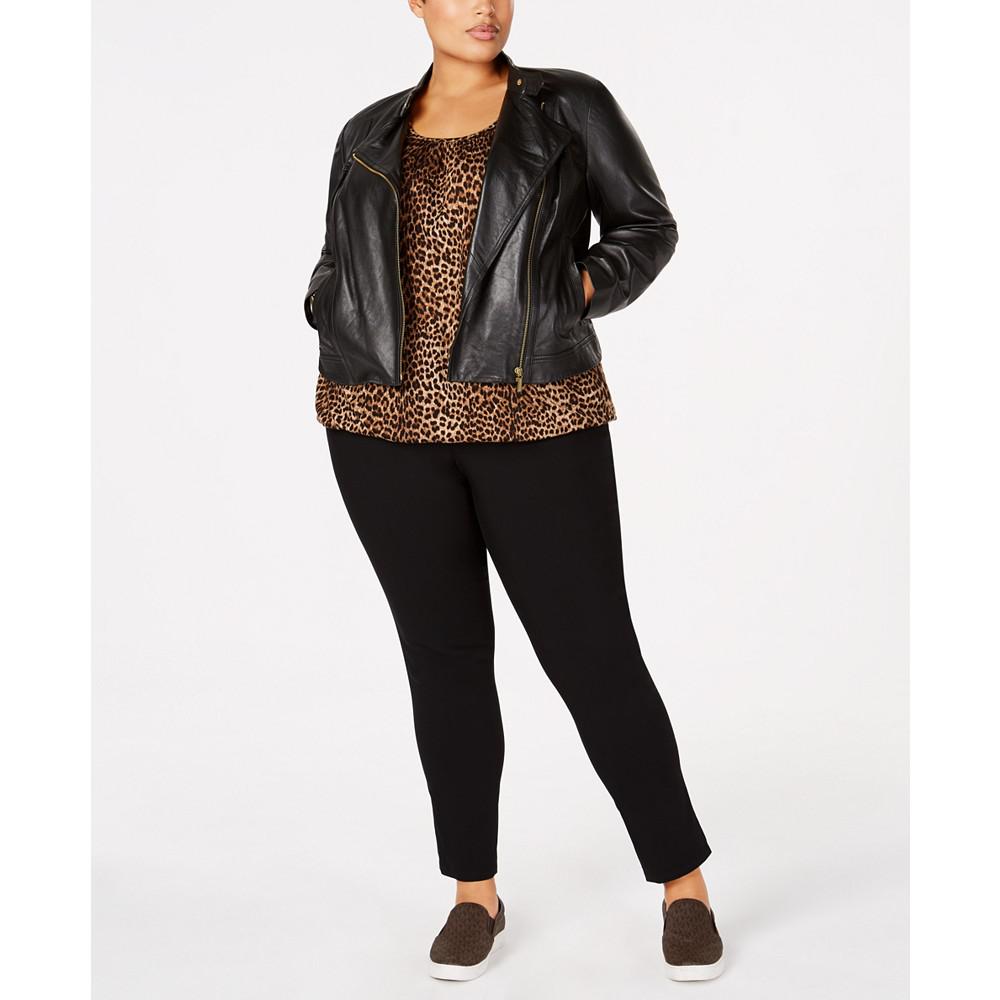 Plus Size Leather Moto Jacket商品第3张图片规格展示