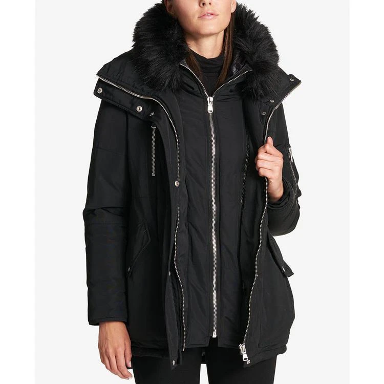 商品DKNY|Faux-Fur-Collar Hooded Belted Puffer Coat,价格¥1123,第3张图片详细描述