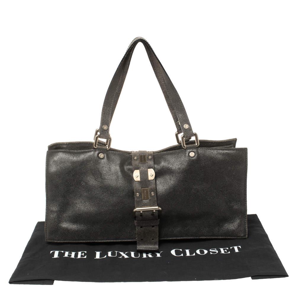 Celine Black Nubuck Leather Buckle Flap Tote商品第10张图片规格展示