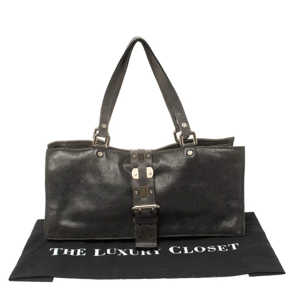 Celine Black Nubuck Leather Buckle Flap Tote 商品