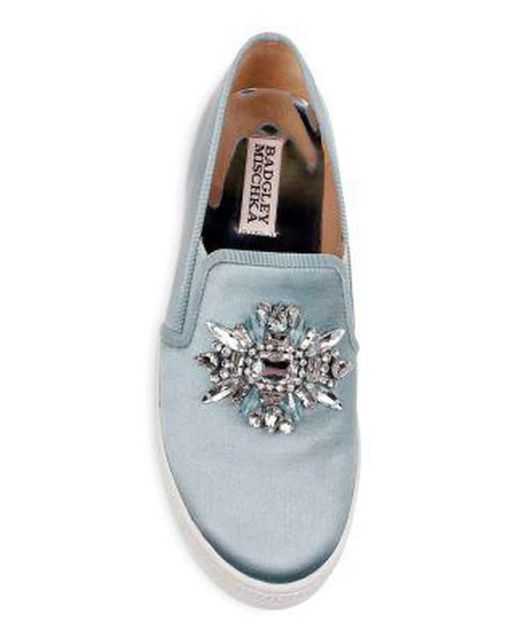 商品Badgley Mischka|Barre Satin Embellished Slip-On Sneakers ,价格¥648,第3张图片详细描述