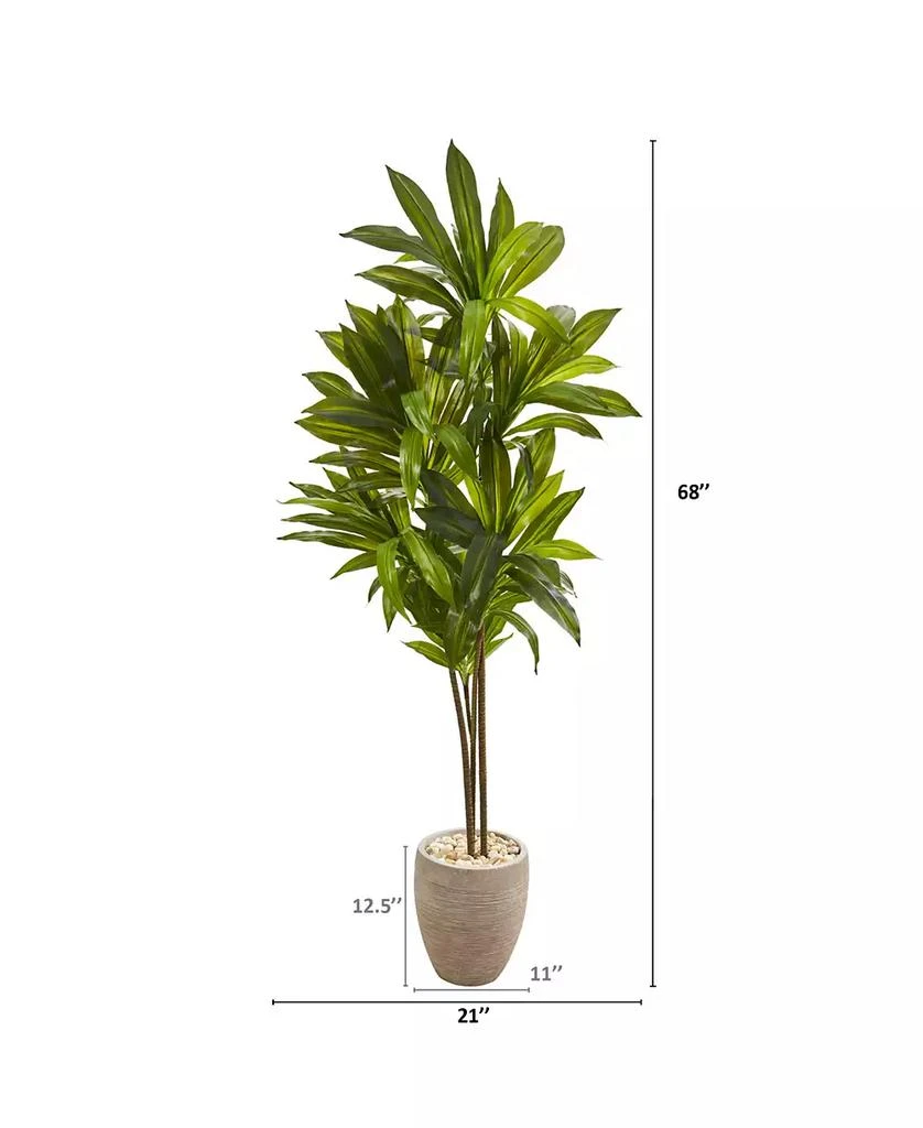 商品NEARLY NATURAL|68in. Dracaena Artificial Plant in Sand Colored Planter Real Touch,价格¥1746,第2张图片详细描述