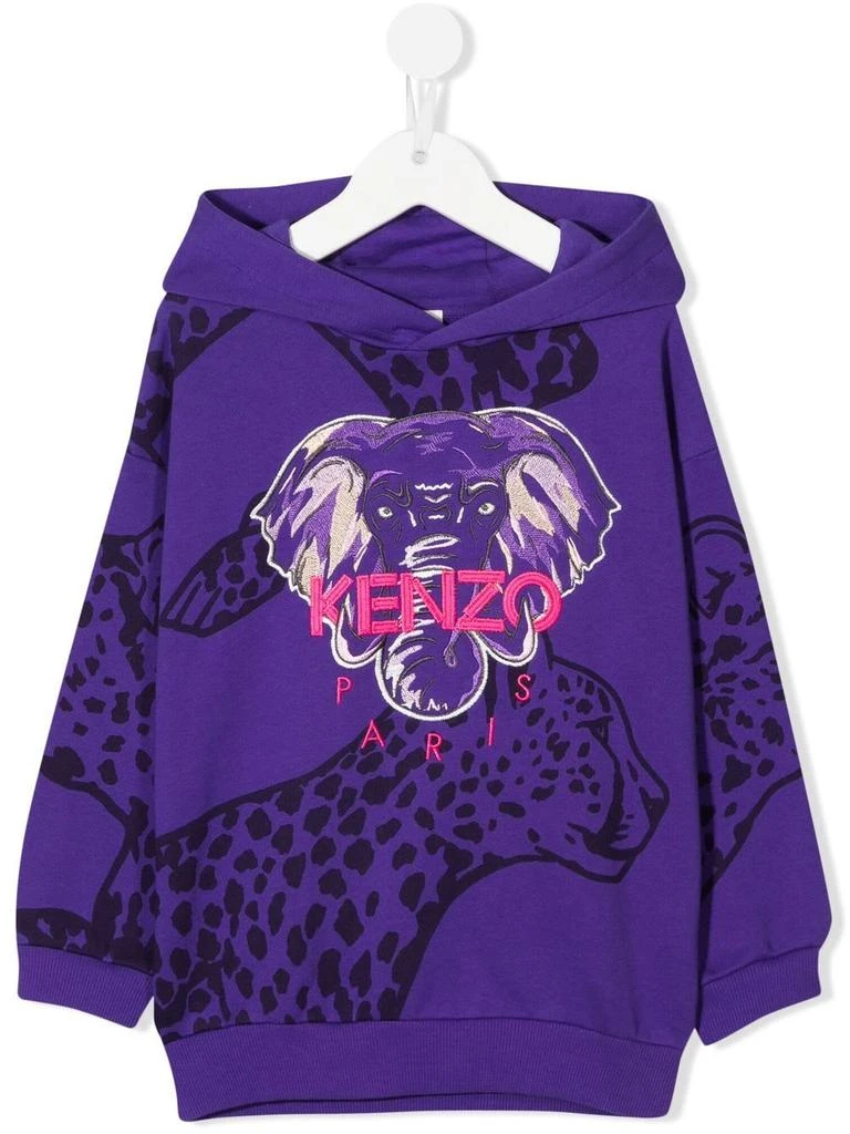 商品Kenzo|Kenzo Kids Violet Cotton Hoodie,价格¥1118,第1张图片