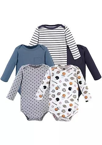 商品Hudson|Baby Hudson Baby Infant Boy Cotton Long Sleeve Bodysuits 5Pk Basic Sports,价格¥164,第1张图片