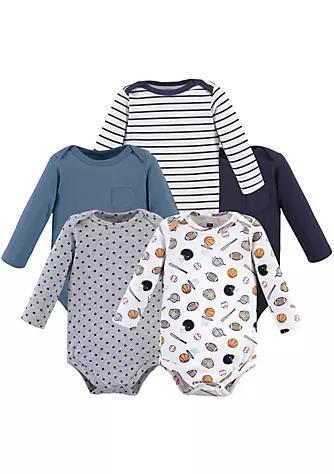 商品Hudson|Hudson Baby Infant Boy Cotton Long-Sleeve Bodysuits 5pk, Basic Sports,价格¥164-¥172,第1张图片