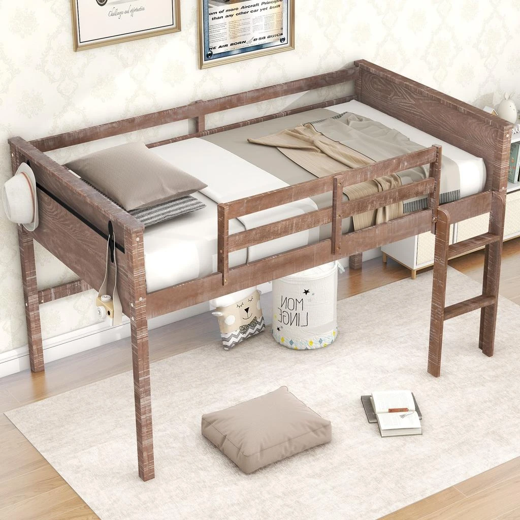 商品Simplie Fun|Wood Twin Size Loft Bed,价格¥3461,第2张图片详细描述