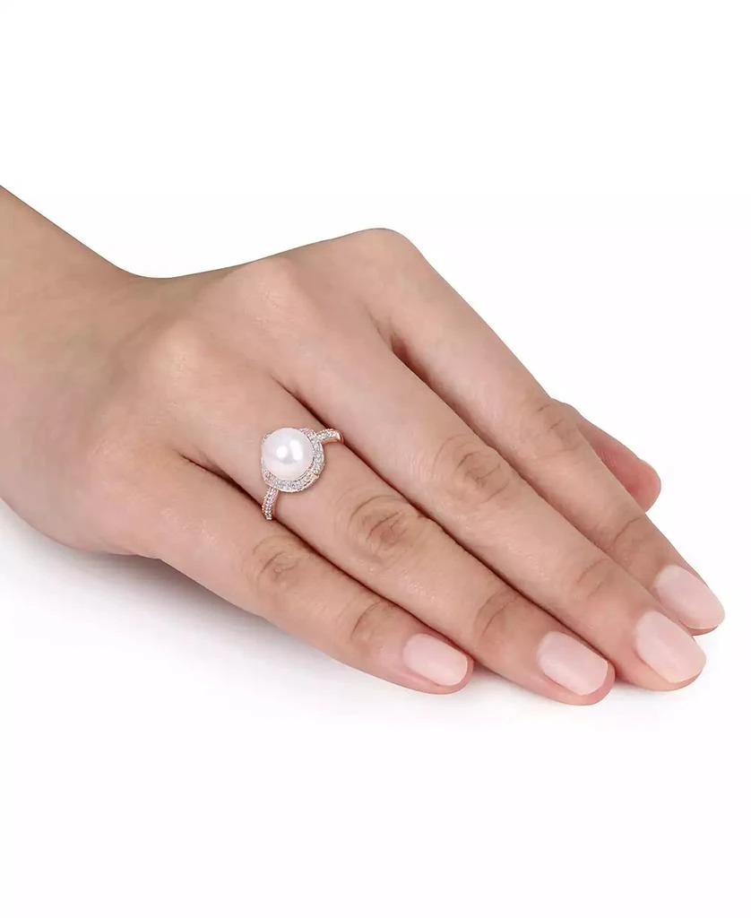 商品Macy's|Freshwater Cultured Pearl (8.5-9mm) and Diamond (1/4 ct. t.w.) Vintage Halo Ring in 10k Rose Gold,价格¥13354,第2张图片详细描述