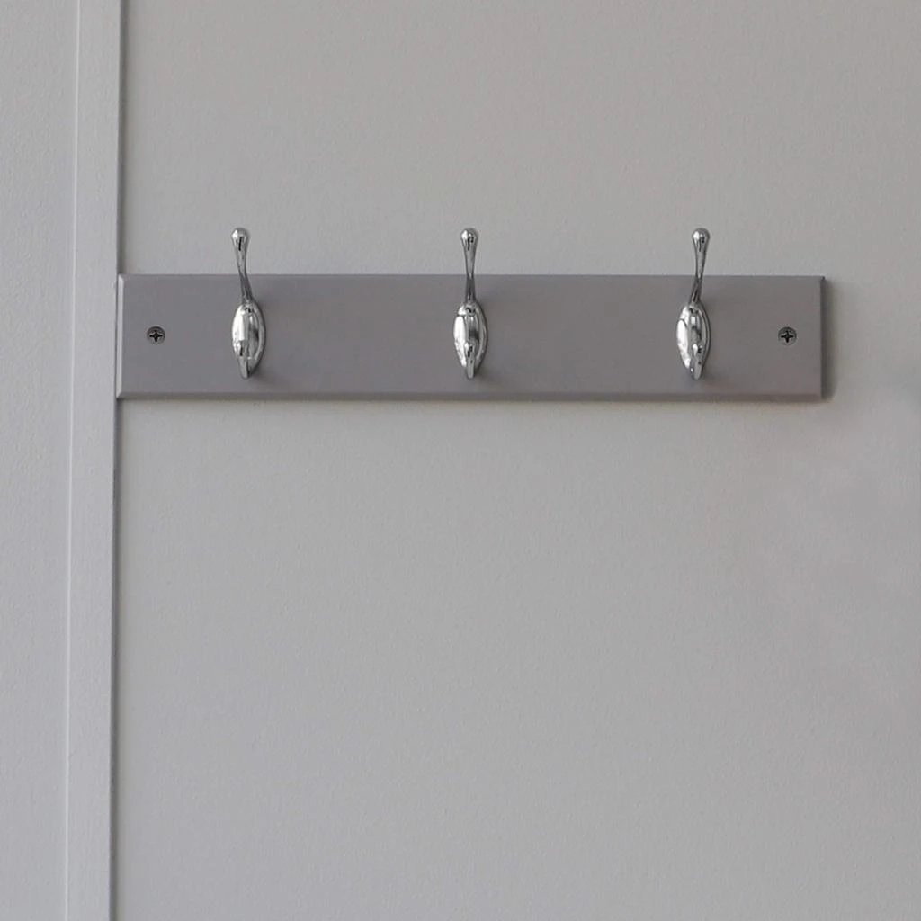 商品Home Basics|Home Basics 3 Double Hook Wall Mounted Hanging Rack, Grey,价格¥143,第3张图片详细描述
