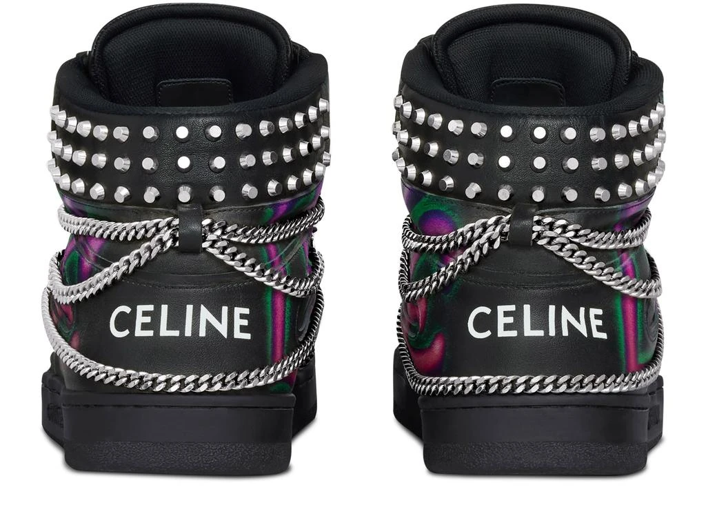 商品Celine|Ct-01 "z" trainer high top sneaker with chains and studs in printed calfskin "hate to love you",价格¥5447,第3张图片详细描述