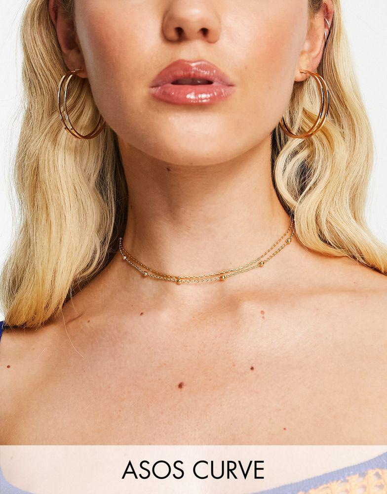 ASOS DESIGN Curve 14k gold plated pack of 2 choker necklaces商品第1张图片规格展示
