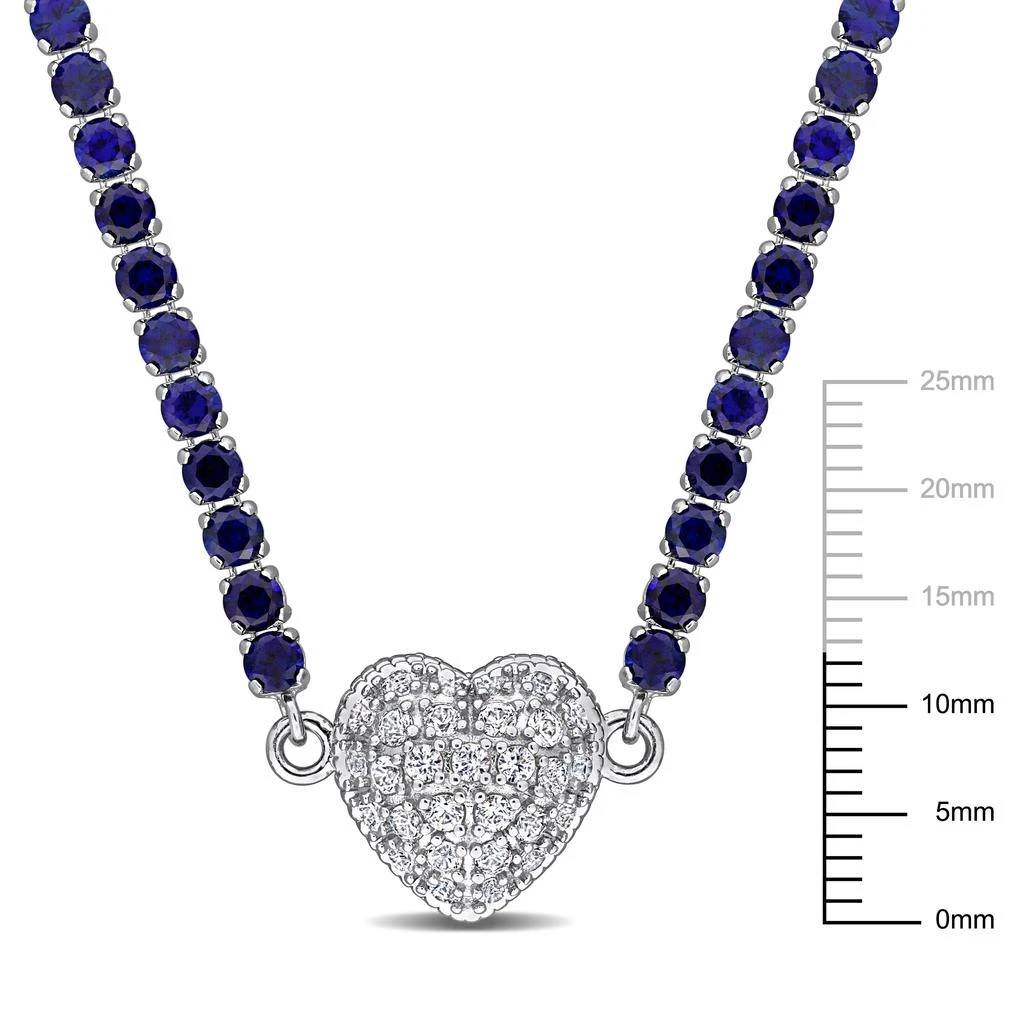 商品Mimi & Max|17 1/2ct TGW Created Blue Created White Sapphire Heart Necklace Sterling Silver-17 in,价格¥1227,第3张图片详细描述