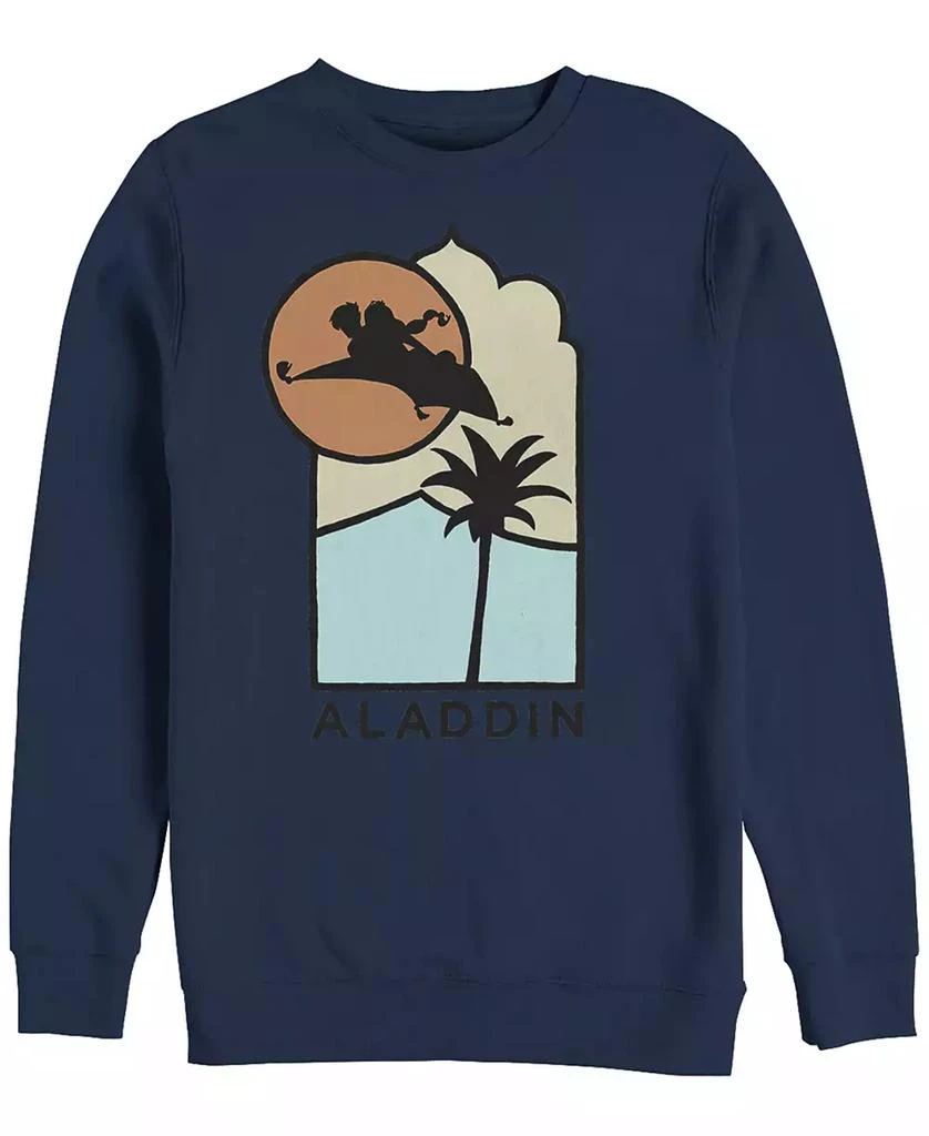 商品Disney|Disney Men's Aladdin Live Action Carpet Ride Line Art Logo, Crewneck Fleece,价格¥331,第1张图片