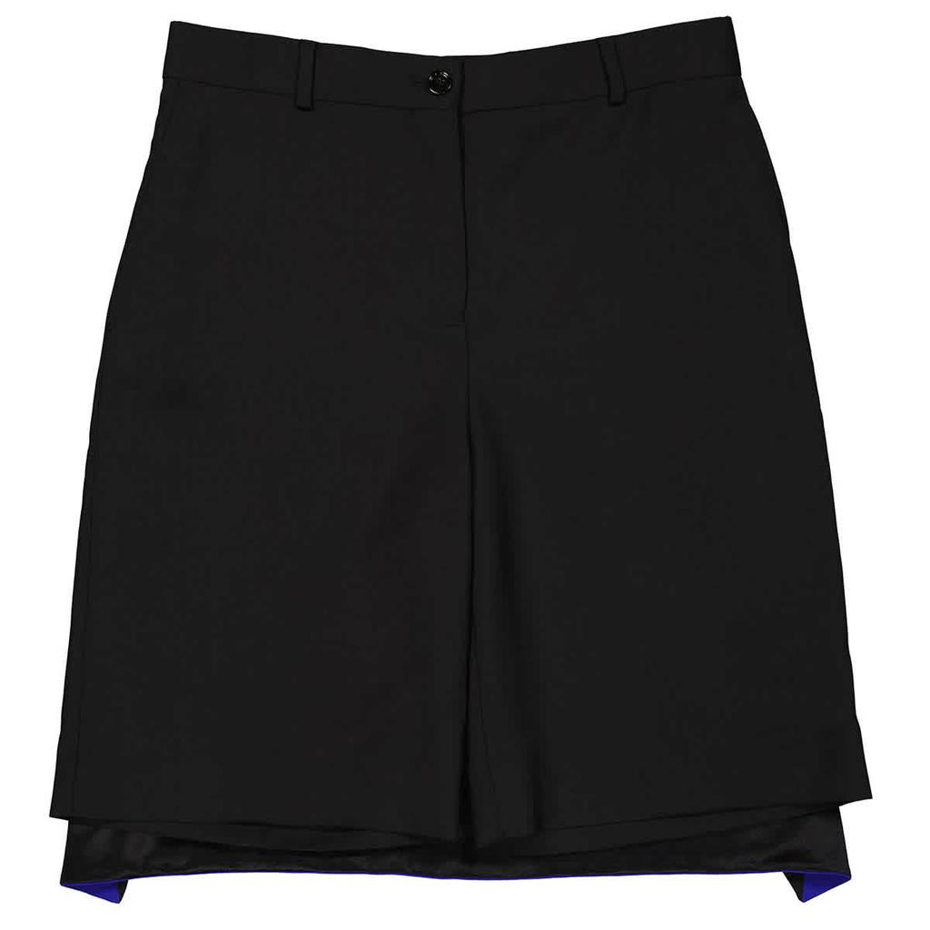 Ladies Black Geometric Print Panel Mohair Wool Shorts商品第1张图片规格展示